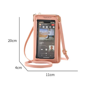 Charging Hole Touch Screen Phone Bag Women Soft Leather Shoulder Bag w50