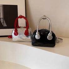 Carica l&#39;immagine nel visualizzatore di Gallery, Mini Cute PU Leather Shoulder Bag Silver Handbags and Purses Women Fashion Solid Color Crossbody Bag