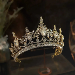 Baroque Bronze Crystal Geometric Bridal Tiaras Crowns Headdress Hair Accessories a43