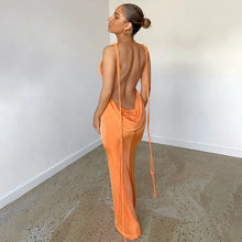 Load image into Gallery viewer, Europe and the United States new sexy slim traf spice girl stitch long dress suspender backless hip skirt long skirt female soli