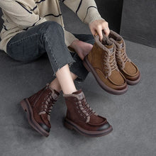 画像をギャラリービューアに読み込む, 4cm Cow Suede Genuine Leather Boots Plush Women Wedge Ankle Rubber Warm Shoes