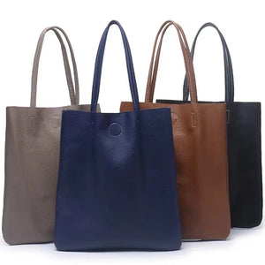 Genuine Leather Women's Bag Japanese Bucket Handbag Simple Retro Soft First Layer Cowhide Tote
