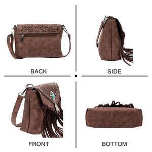 Luxury  Women Vintage Messenger Rivet Tassel Designer Bags Ethnic Clutch Western Handbag a29