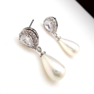 Fashion Water Drop Simulated Pearl Dangle Earrings for Women he26 - www.eufashionbags.com