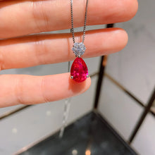 Cargar imagen en el visor de la galería, Charms Water Droplet Small Flower Ruby High Carbon Diamond Earrings Pendant Necklace for Women