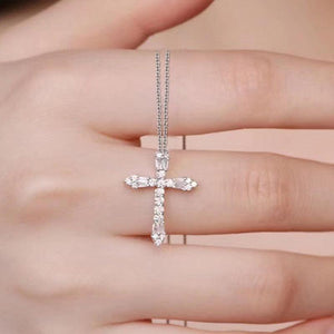 Fashion Women's Cross Pendant Necklace Crystal Cubic Zirconia Wedding Necklace t09 - www.eufashionbags.com