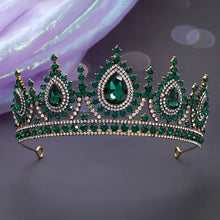 Laden Sie das Bild in den Galerie-Viewer, Baroque Black Crystal Wedding Hair Tiara Rhinestone Bridal Tiaras Crown Hair Accessories e05