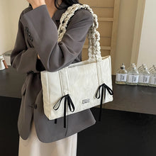画像をギャラリービューアに読み込む, Silver Big Bow Pu Leather Shoulder Bags for Women 2024 Summer Designer Fashion Handbags and Purses