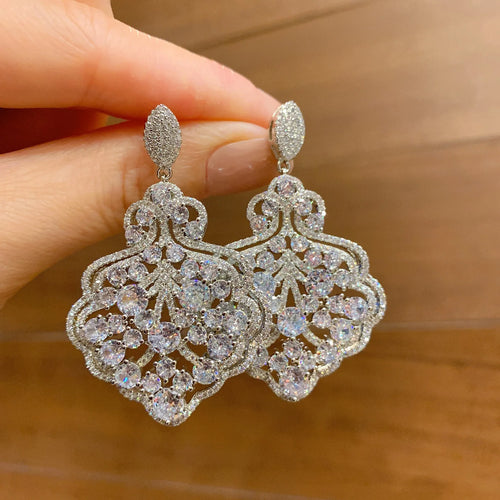Transparent Crystal Earrings Women Jewelry Macrame Party Banquet Cocktail Valentine's Day Accessory