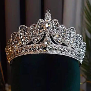 Baroque Luxury Crystal Bowknot Crown Bridal Headpiece Silver Color Rhinestone Diadem Queen Princess Tiaras Wedding Hair Jewelry