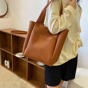 Large Leather Tote Bag for Women Tendy Shoulder Bag a135