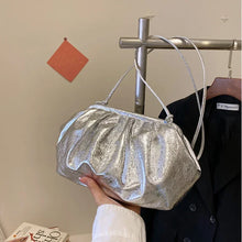 Carica l&#39;immagine nel visualizzatore di Gallery, Luxury Women&#39;s Leather Silver Cloud Bag Female Gold Crossbody Bag Party Clutch Purse Female Handbags