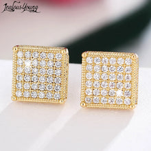 Load image into Gallery viewer, Luxury Square Shaped Stud Earrings Fallow Micro-inset Men&#39;s Copper Zircon Earings