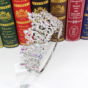 Large Miss Universe Crystal Crown Round Tiaras Queen Rhinestone Wedding Hair Accessories bc83 - www.eufashionbags.com