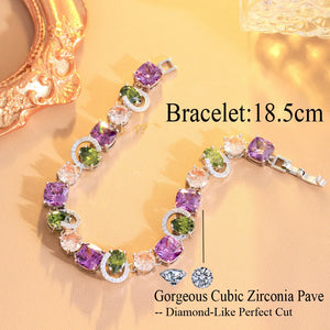 Cubic Zirconia Sparkling Olive Bracelets Charm Engagement Party Jewelry for Women b78