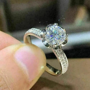 4 Claw Setting Cubic Zircon Rings Luxury Wedding Band Accessories for Women t03 - www.eufashionbags.com