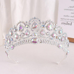 Rose Gold AB Color Rhinestone Wedding Crown Crystal Hair Accessories bc56 - www.eufashionbags.com