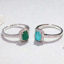 Laden Sie das Bild in den Galerie-Viewer, 925 Silver Promise Rings For Women Anniversary Gift Paraiba Emerald Tourmaline Gemstone Rectangle Finger Ring x26