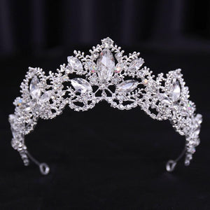 Silver Color Crystal Pearl Bridal Tiaras Crown Rhinestone CZ Headband Wedding Hair Accessories bc101 - www.eufashionbags.com