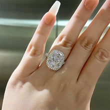 Laden Sie das Bild in den Galerie-Viewer, Big Cubic Zirconia Women Rings Silver Color Luxury Rings Temperament Engagement Wedding Jewelry
