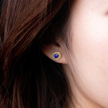 Cargar imagen en el visor de la galería, Temperament Blue Cubic Zirconia Gold Color Stud Earrings for Women Dainty Piercing Accessories