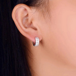 Silver Color Cubic Zirconia Hoop Earrings for Women Luxury Trendy Ear Circle Earrings Jewelry