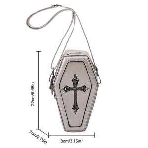 Coffin Shape Purse&Handbag Retro Gothic Halloween Cross Shoulder Bag q119