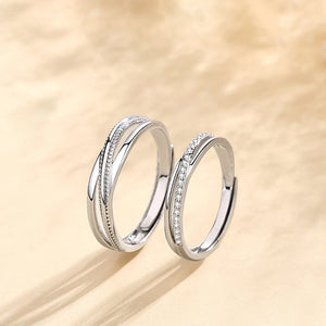 New Fashion Couple Rings for Men Women Silver Color Cross Rings with Cubic Zirconia Sparkling Lover Rings