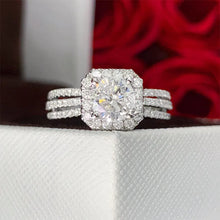 Cargar imagen en el visor de la galería, Fashion Women Wedding Rings Geometric Shaped Paved Sparkling Cubic Zirconia Accessories n201