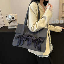 Carica l&#39;immagine nel visualizzatore di Gallery, Big Bow Design Nylon Shoulder  Bags for Women 2024 Y2K Fashion New Trend Tote Bag Travel Handbags