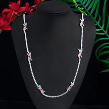 Cargar imagen en el visor de la galería, Top Shiny Round Cubic Zirconia Chain Link Long Sweater Necklace for Women b120