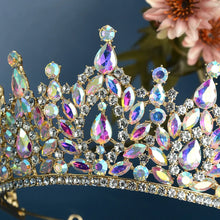 Laden Sie das Bild in den Galerie-Viewer, Baroque Vintage Golden AB Color Crystal Bridal Crown Tiaras Rhinestone Pageant Diadem Women Headpieces Wedding Hair Accessories