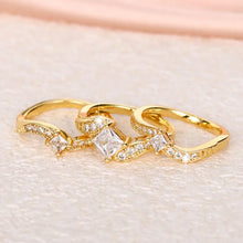 Load image into Gallery viewer, Luxury Princess Square CZ 3Pcs Set Rings for Women Trendy Engagement Wedding Accessories