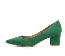 Cargar imagen en el visor de la galería, 3cm Flock New In Low Heels Zapatos OL Shoes Pointy Toe Mujer Tacon 42-34 Green Grey Pumps