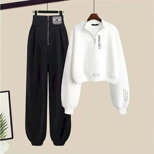 Two-Piece Sets of Hoodies and Casual Sweatpants for Women Streetwear Zipper Pullovers, Harajuku Sweatshirts, Kpop C