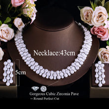 Laden Sie das Bild in den Galerie-Viewer, Full Cubic Zirconia Pave Round Chunky Wedding Party Necklace Pageant Jewelry Sets b05