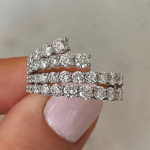 Silver Color Cubic Zirconia Rings Women Bridal Accessories Jewelry gift dc37 - www.eufashionbags.com