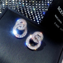 Load image into Gallery viewer, Luxury Double Circle Stud Earings silver color Women Anniversary Gift - www.eufashionbags.com
