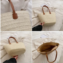 Load image into Gallery viewer, Large Women Basket Clutches Top-handle Bag Straw Shoulder Bag w91