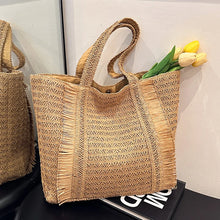Load image into Gallery viewer, Large Straw Weave Tote Summer Beach Bags for Women 2024 Fashion Bohemian Travel Shoulder Bag a166