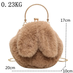 Luxury Fur Shoulder Bag Plush Purse Party Clutch Chain Crossbody Bag a99