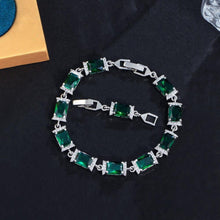 Load image into Gallery viewer, Rectangle Cubic Zirconia Paved Charm Link Bracelets for Women cw58 - www.eufashionbags.com