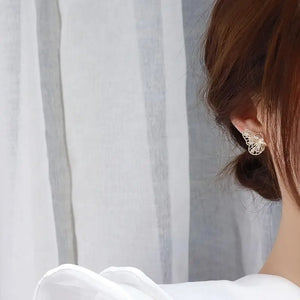 Gold Color Butterfly Stud Earrings Double Layer Luxury Women's Ear Accessories x03