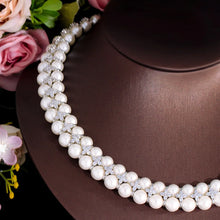 画像をギャラリービューアに読み込む, Handmade Cubic Zirconia Link Necklace Cluster Pearl Wedding Party Engagement Jewelry b71