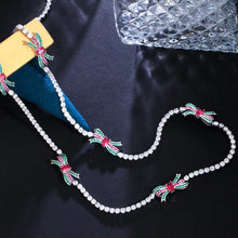 Laden Sie das Bild in den Galerie-Viewer, Top Shiny Round Cubic Zirconia Chain Link Long Sweater Necklace for Women b120