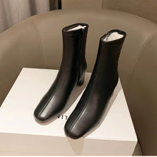 Charger l&#39;image dans la galerie, Winter Warm Plush Women Ankle Boots Fashion Zippers Thick High Heel Shoes h32