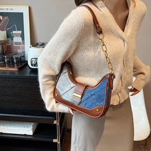 Load image into Gallery viewer, Denim PU Leather Small Crossbody Bags for Women patchwork Shoulder Bag s06