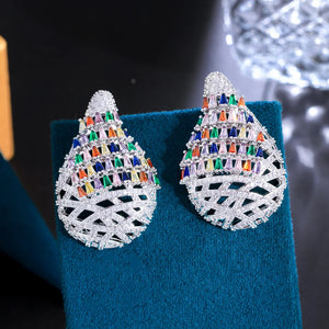 Multicolor CZ Large Water Drop Earrings Women Party Chunky Wedding Jewelry Gift b52
