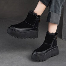 Carica l&#39;immagine nel visualizzatore di Gallery, Fashion Women Genuine Leather Ankle Boots Thick Plush Warm Snow Boots q135