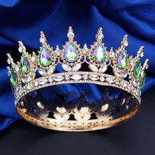 Laden Sie das Bild in den Galerie-Viewer, Gorgeous Crystal Wedding Crown, Royal Queen King AB Tiaras and Crowns, Bridal Diadem, Party Prom, Bride Headdress